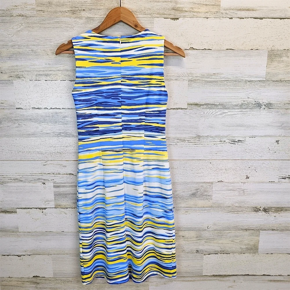 J. McLaughlin Sophia Catalina Cloth Sheath Dress XS Blue Sea Inspired Yachtcore